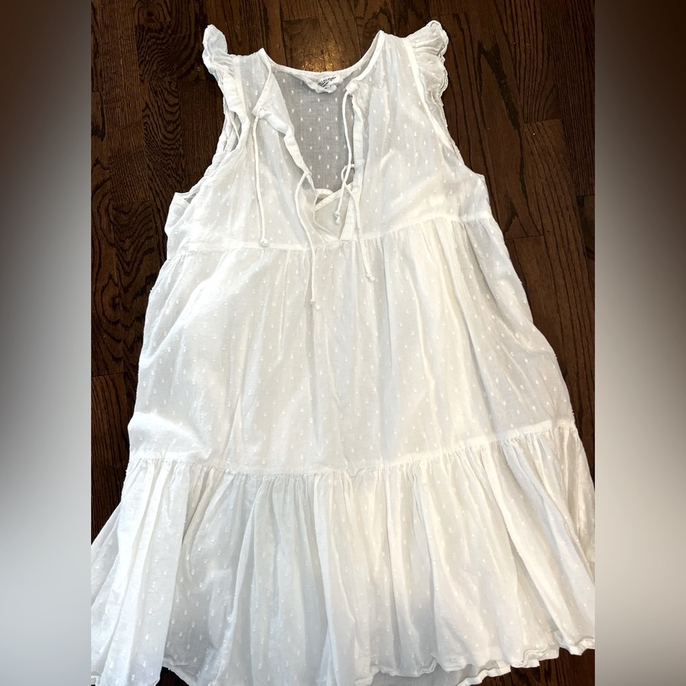 Emerson Fry India Collection White Swiss Dot Sleeveless Sundress